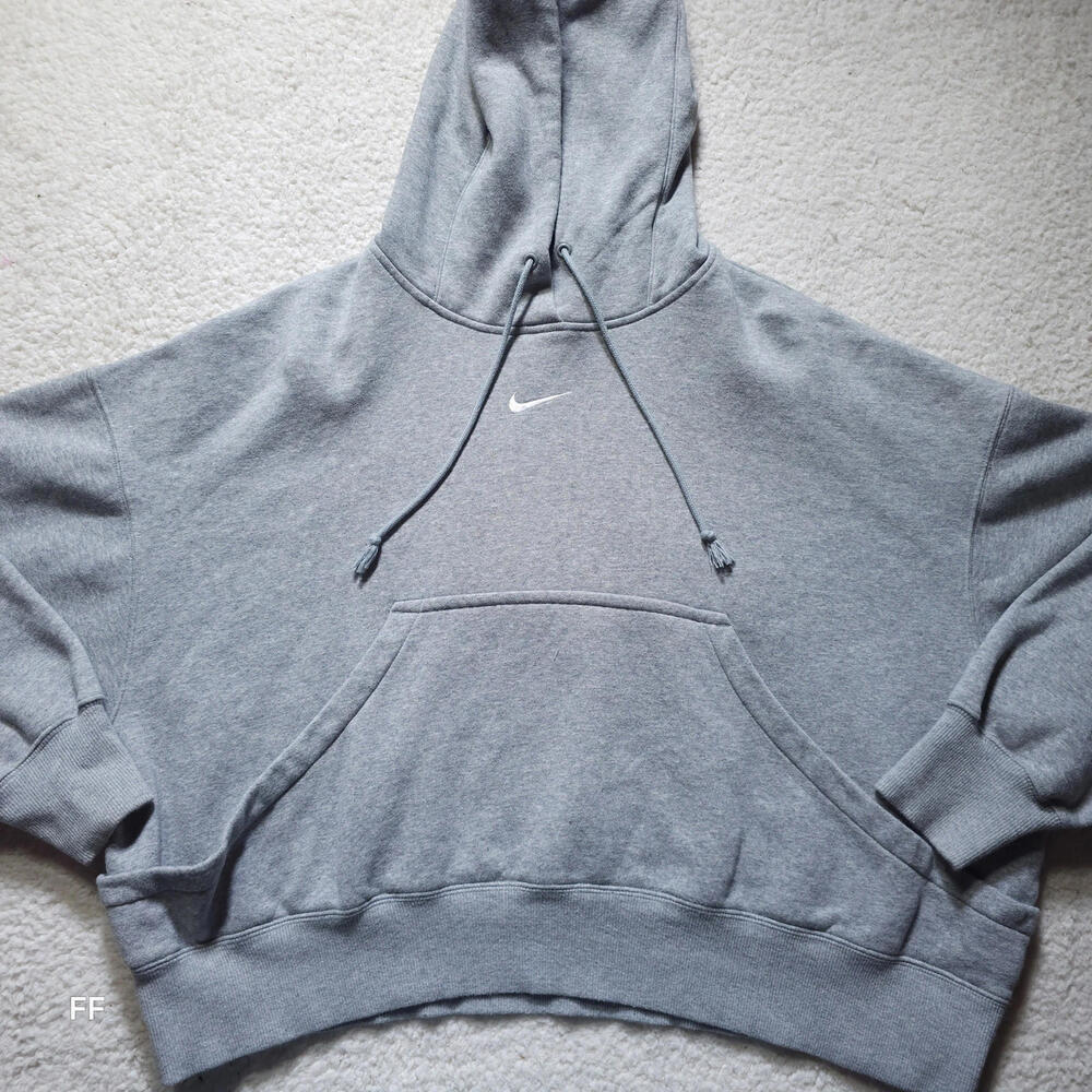 Nike Men's Womens Hoodie M Heather Gray Fleece Lined Pullover Embroidered Swoosh